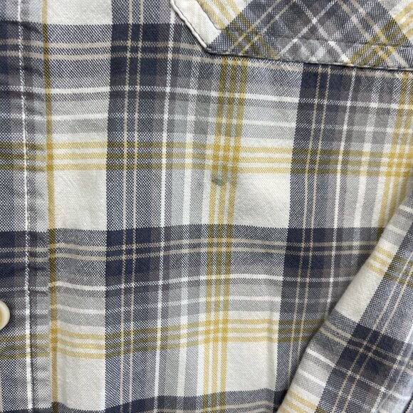 Timberland Button Down Shirt Men Sz M Yellow Plaid Long Sleeve Pockets Workwear* - Picture 9 of 13